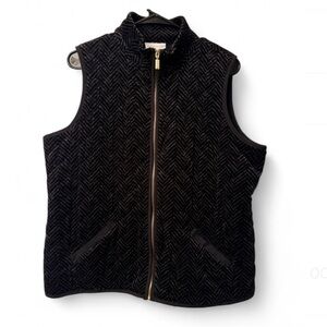 Charter Club Women’s Black and Gray Herringbone Zip Front Vest